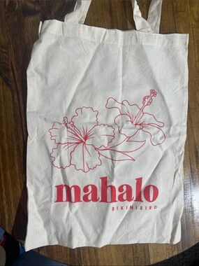 Mahalo Canvas Tote with Pink Floral Print